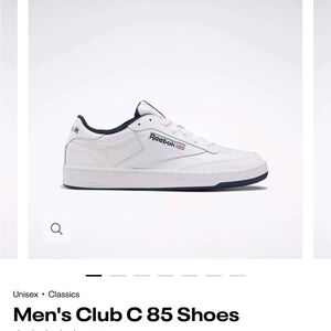 Reebok Unisex/Men's Club C 85 White and Navy Sneakers